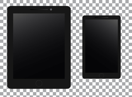 Set of realistic mobile on transparent backgroundのイラスト素材