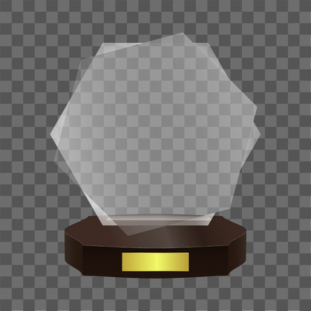 Glass trophy award on transparent background. vector illustration.のイラスト素材