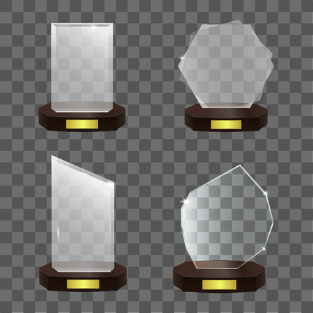 Set of Glass trophy award on transparent background. vector illustration.のイラスト素材
