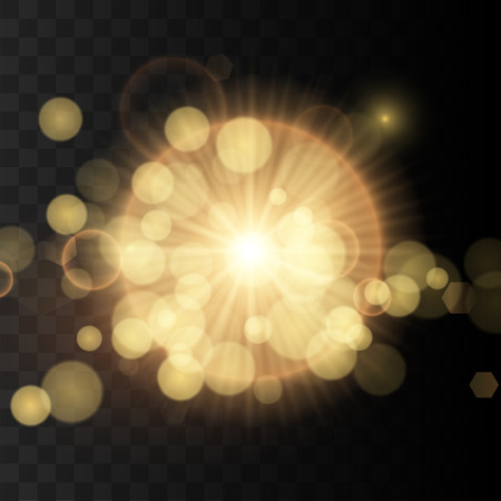 Transparent Golden Glow light effect. Vector Illustrationのイラスト素材