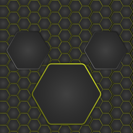 Abstract vector illustration with hexagonal structure and backlighting.のイラスト素材