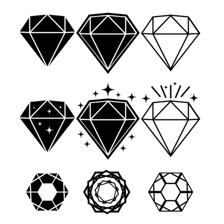Set of diamond design elements. Vector Illustrationのイラスト素材