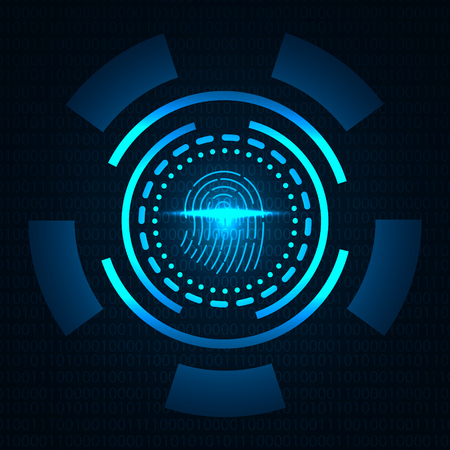 Fingerprint scanner, dentification system. Vector Illustration.のイラスト素材