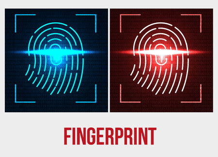 Fingerprint scanner, dentification system. Vector Illustration.のイラスト素材