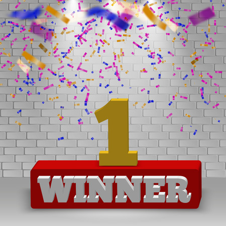 Vector winner cup light background. colorful confetti on wall backgroundのイラスト素材