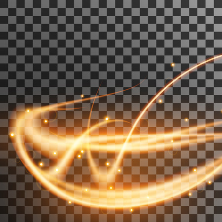 golden light streak with sparkles effect isolated on transparent background. Vector illustration.のイラスト素材