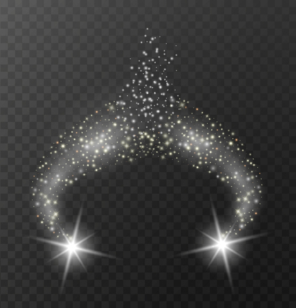 Vector glowing stars effect , lights and bursts sparkles with sparkles isolated on transparent backgroundのイラスト素材