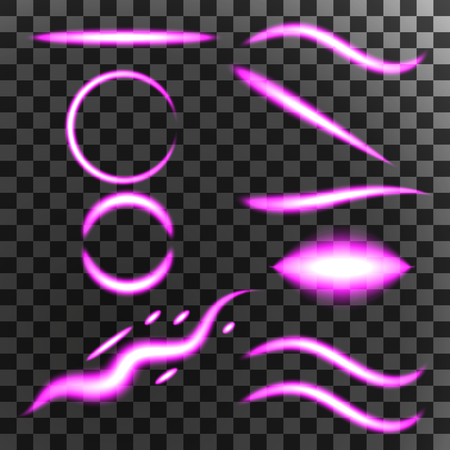 Glowing magic neon light effect and glowing long trails fire motion, vector illustration.のイラスト素材
