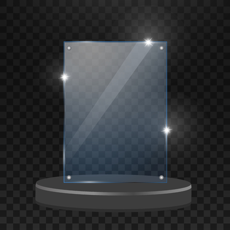 Glass shining trophy. Isolated on black transparent background. Vector illustration.のイラスト素材