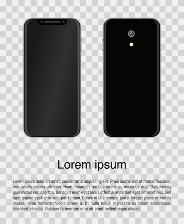 Design template. Realistic mobiles phones. smartphone isolated on transparent backgroundのイラスト素材