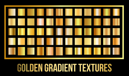A  set of golden gradients textures Vector Illustrationのイラスト素材