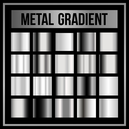 Set of silver metallic gradients. Vector illustration.のイラスト素材