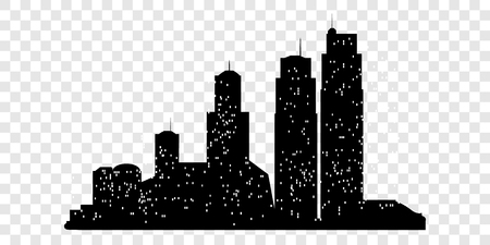 Set of vector city silhouette with on transparent background. Vector Illustrationのイラスト素材