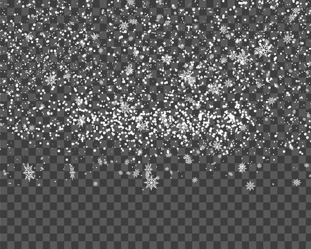 Falling Christmas snow fall isolated on transparent pattern.のイラスト素材