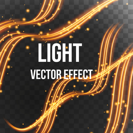 Stylish light effect in wave style with sparkles effect on transparent background.のイラスト素材