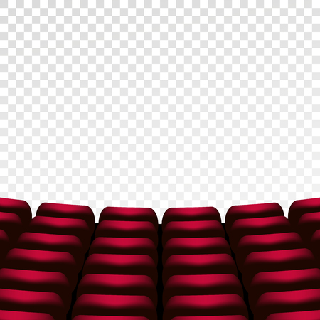 Rows of red cinema or theater seats hall interior isolated of transparent background. Vector illustrationのイラスト素材