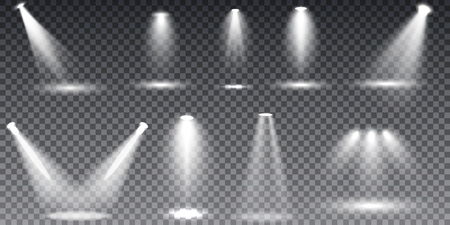 Scene illumination collection, transparent special effects. Bright lighting with spotlights.のイラスト素材
