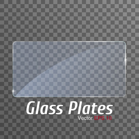 Glass set plates frame. Isolated on transparent background. Vector illustrationのイラスト素材
