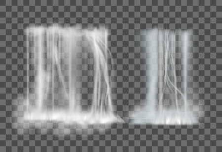 Realistic Waterfall set isolated on transparent background. Vector water fall Illustration.のイラスト素材