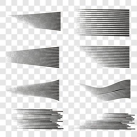 Set of Speed lines isolated set. Motion effect for your design. Black comic lines on a white background. .  Vector illustration.のイラスト素材