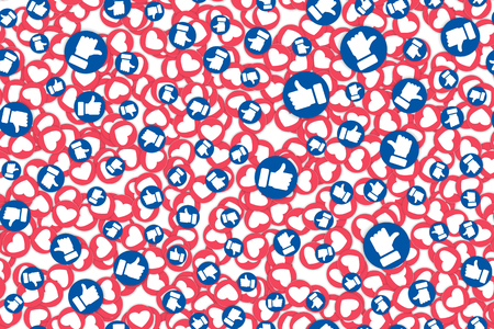 Social Network  Like and Heart icons for live stream video chat likes design template. Seamless pattern Elements for Web, App, Poster, Brochure, Flyer isolated on white background.のイラスト素材