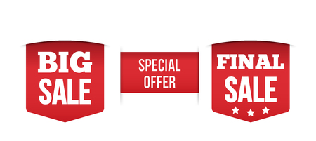 Set of Red banner special offer Isolated on white background, for your design web site and branding banner. Vector Illustrationのイラスト素材