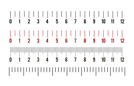 Set of ruler size indicators with different unit distances,inches and centimeters. Vector illustrationのイラスト素材