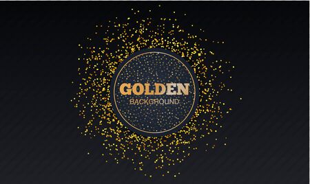 Goldeg glitter on Black background. Beautiful banner template designのイラスト素材