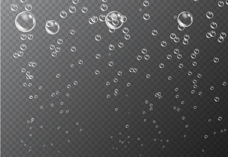 Bubbles under water isolated on transparent background. Realistic soda effect, fizzy drink for your designのイラスト素材