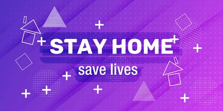 Stay at home save lives text. COVID 19 or coronavirus, epidemic protection campaign. Self isolation appeal as sign or symbol, hashtag.の写真素材