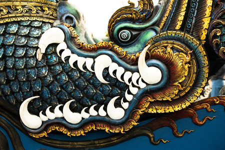 Wat Rong Suea Ten that Blue Temple One of the major tourist attractions Beautiful with the art of Buddhist art that is unique.の写真素材