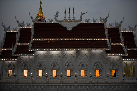 Modern temple pavilion While the monk is prayingの写真素材