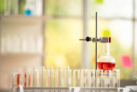Lab working chemical testing medical,Colored liquidsの写真素材