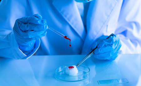 Young women Asian scientist is testing and experimenting with biology to find a vaccine to kill the virus.の写真素材