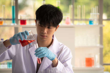 Lab testing and analysis chemical at the laboratoryの写真素材