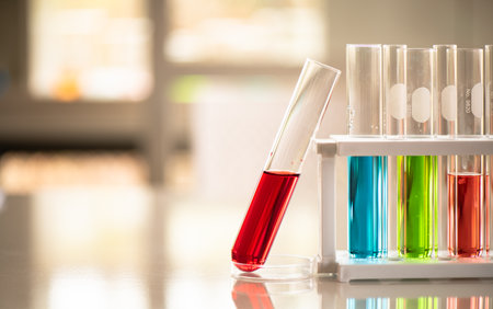Lab working chemical testing medical,Colored liquidsの写真素材