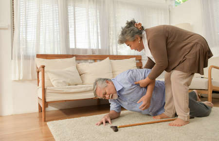 Senior couple that need to look after each other without children and grandchildren to attention.の写真素材