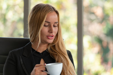 Businessmen, men, women analyze data and consult various issues In the office that has a natural...