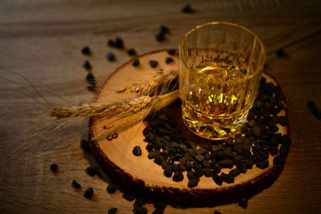 Whiskey made from malt and barley and produced in Scotland that this is the Scotch Whiskey which is the most popular whiskey drink.の写真素材