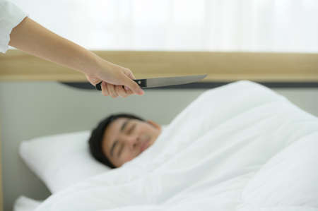 Family problems caused by dishonesty to one another May result in life-threatening.の写真素材