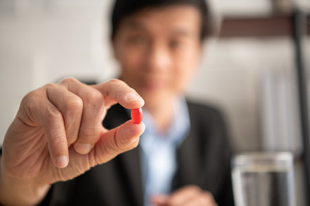 Senior businessmen and health that has to face as they age and to be who rely on medicines or assistive devices.の写真素材