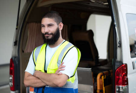 First aid bag, For the medical team who perform first aid in accidents in the ambulanceの写真素材
