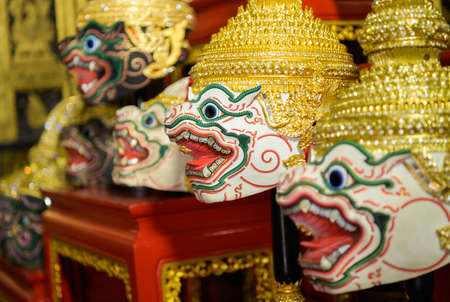 Khon, Is a classical Thai dance in a mask. This is an actor's mask called Hanuman.の写真素材
