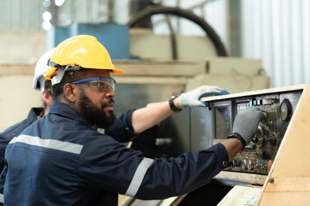 Both of engineers are consulting and exchanging repair experience with each other. about repairing...