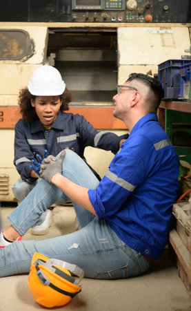 Working in a large industrial facility with heavy materials and machinery. Safety considerations are therefore of the utmost significance. Extreme vigilance must be exercised in this situationの写真素材