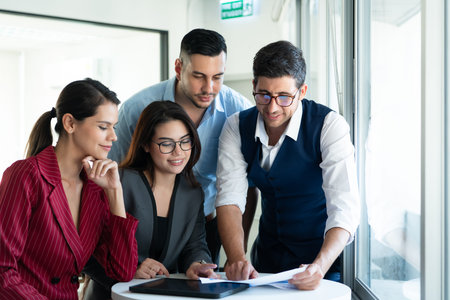 New business group person get serious about doing business, Even during the meeting's break, they...