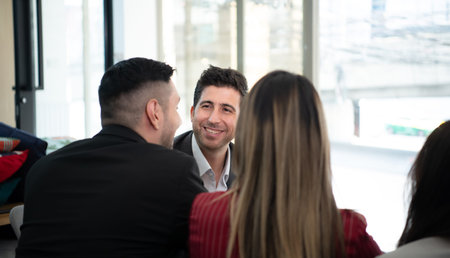 New business group person get serious about doing business, Even during the meeting's break, they...