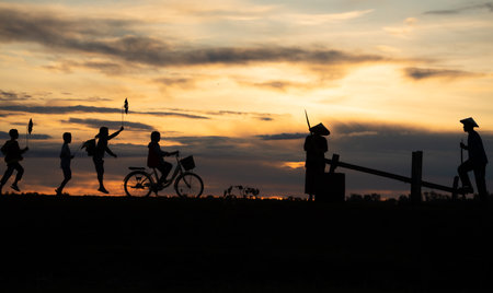 Rural life of more than 70% of Thai farmers is involved in rice farming. these farming families have been living for a long time from the past to the present and will pass it on to the next generation.の写真素材