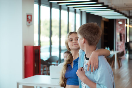 Students and teachers take a break. Playing together allows both students and teachers to unwind.の写真素材