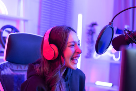 Professional gamers talk about gaming techniques for amateur gamers. to develop skills fasterの写真素材